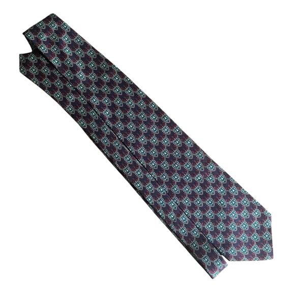 Vintage Bert Pulitzer Silk Tie Equestrian Crest Rope Braid USA Preppy Academia - Picture 3 of 8